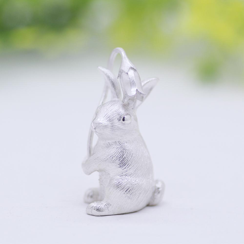 花と兎のシルバーペンダント | 4枚目